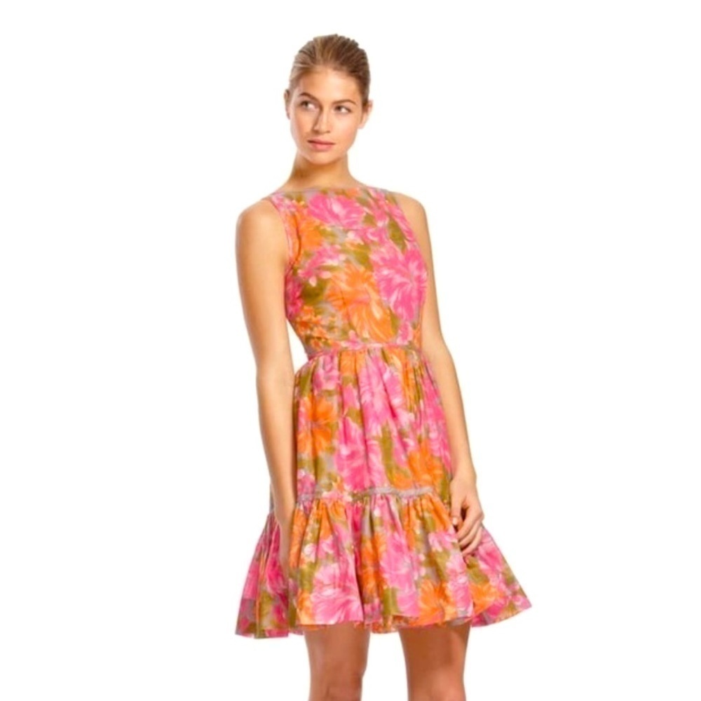 Tracy Feith x Target size 3 tiered dress pink orange floral Mad Men Retro